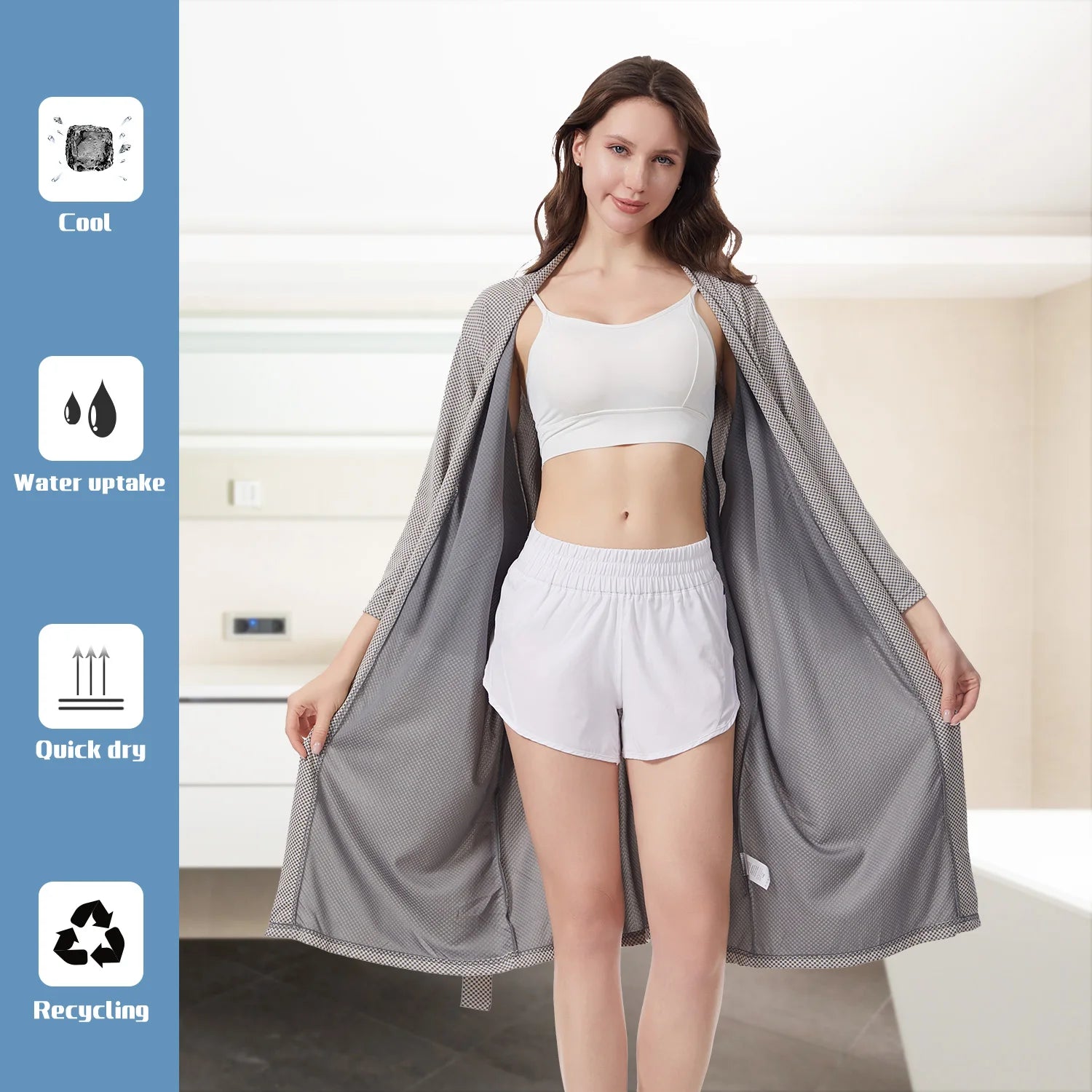 peignoir de bain femme gris