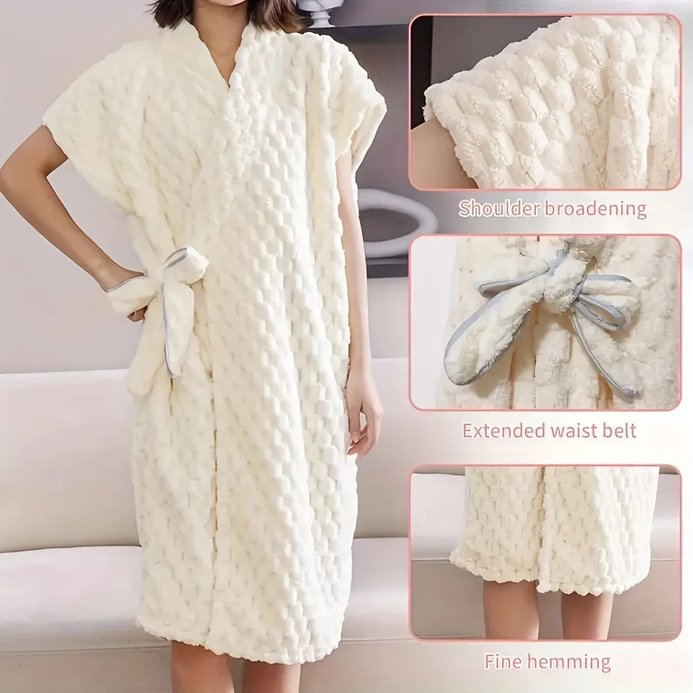 peignoir de bain beige femme