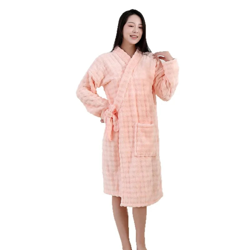 peignoir de bain femme rose poudré