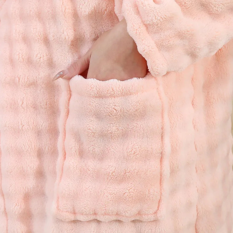 peignoir de bain femme rose poudré