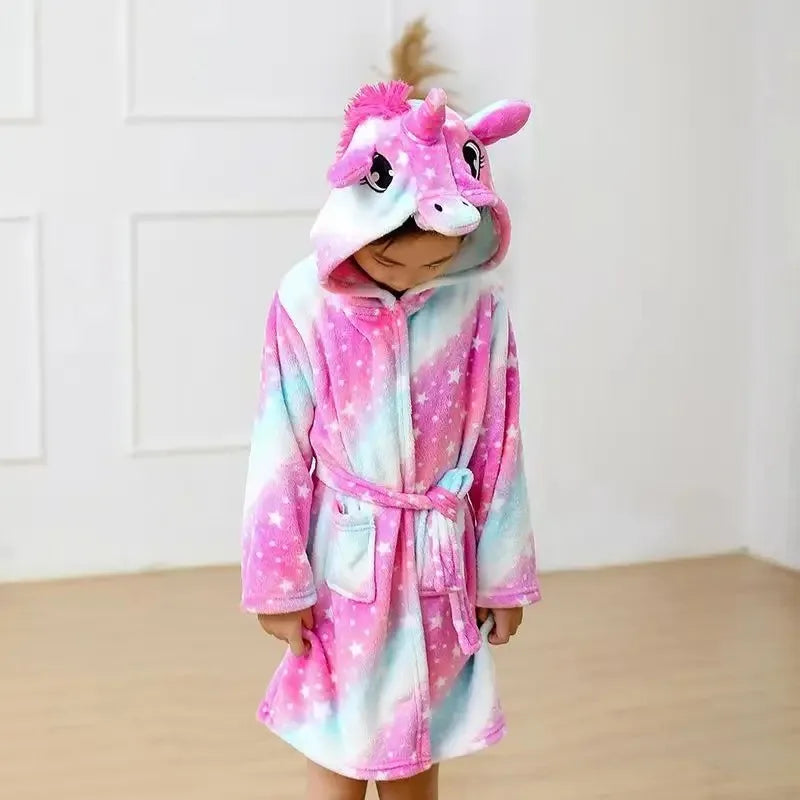 peignoir de bain fille licorne rose étoile