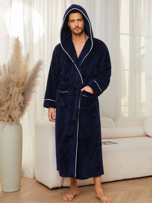 coffret peignoir de bain homme bleu marine