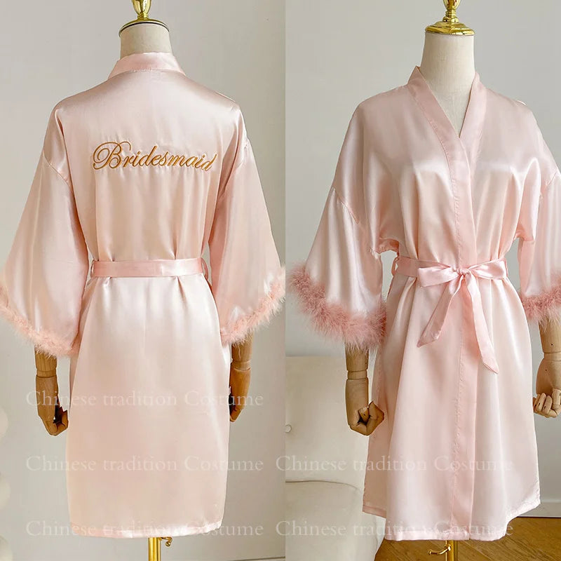 coffret peignoir de bain pour mariée rose - demoiselle d'honneur