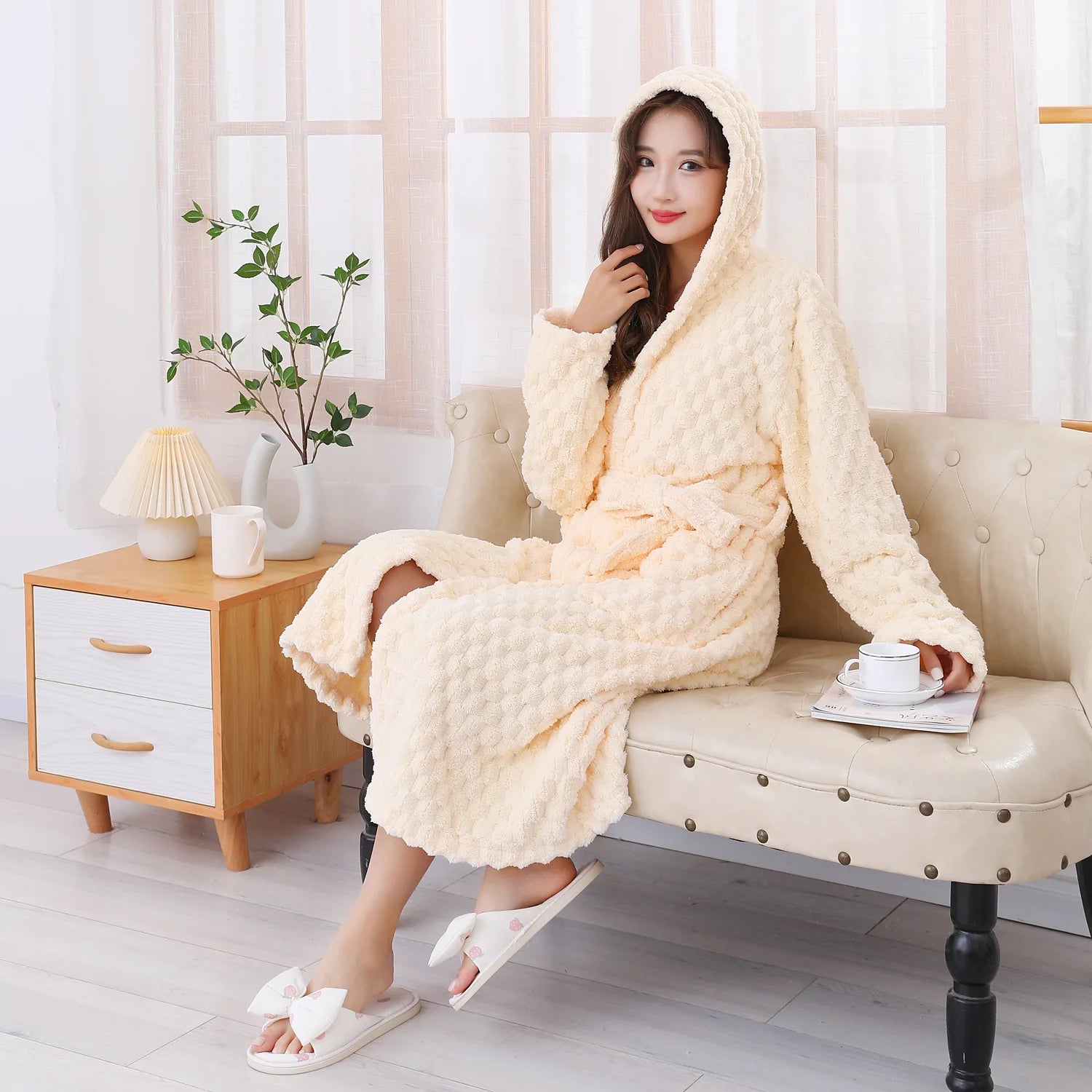 grand peignoir de bain beige