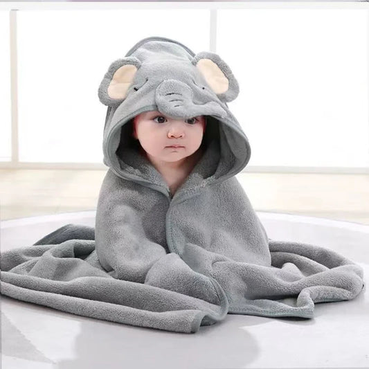 peignoir cape de bain bébé éléphant gris