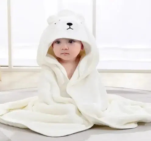 peignoir cape de bain bébé ourson blanc