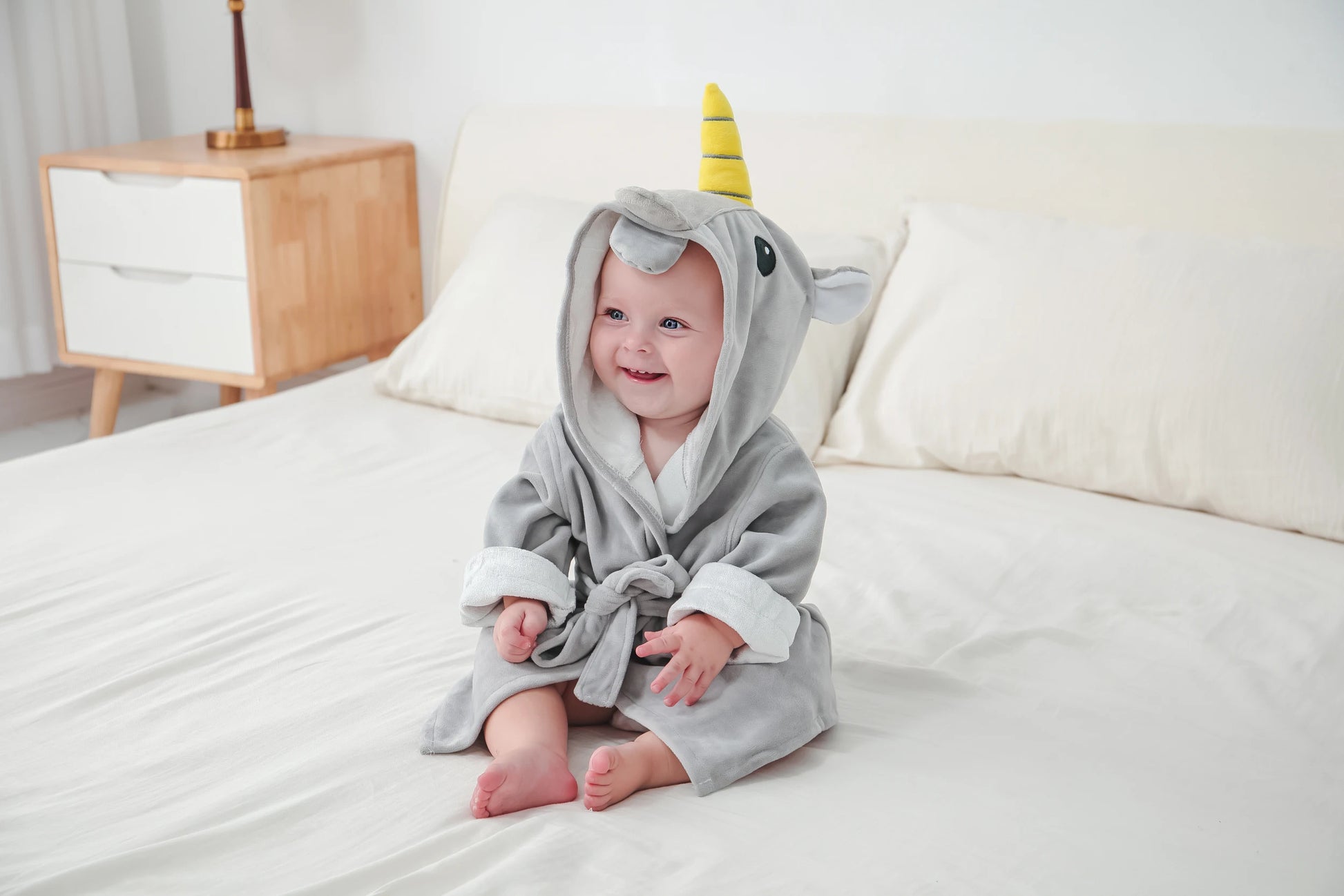 peignoir de bain 18 mois gris