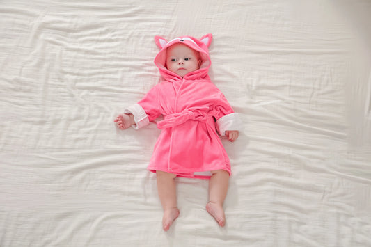 peignoir de bain 3 ans rose
