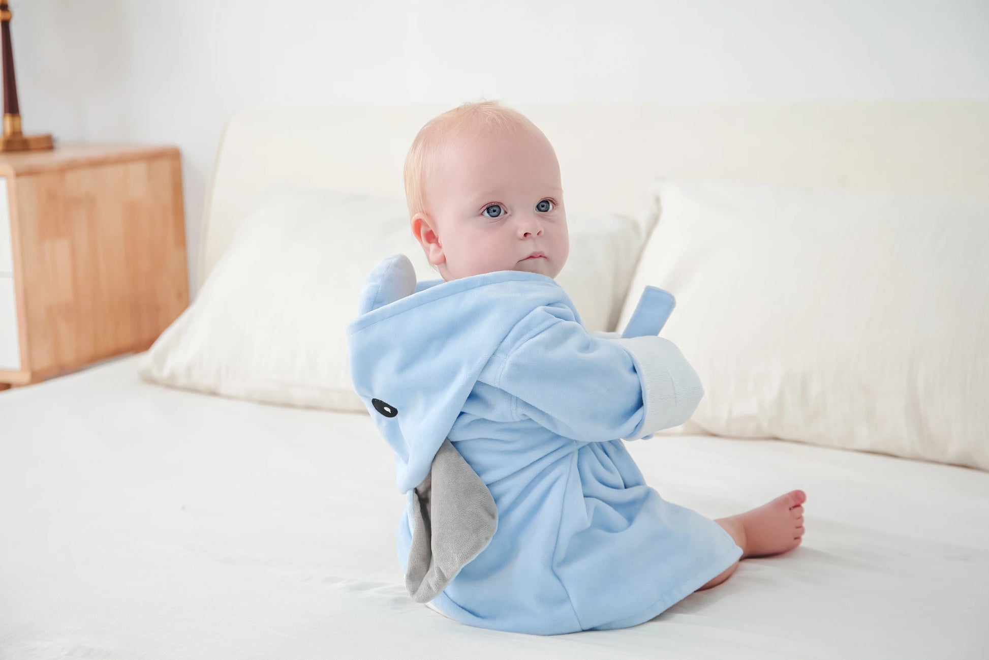 peignoir de bain 3 ans bleu