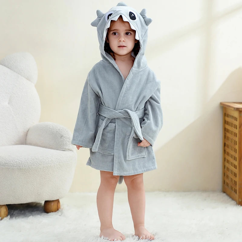 peignoir de bain 4 ans gris
