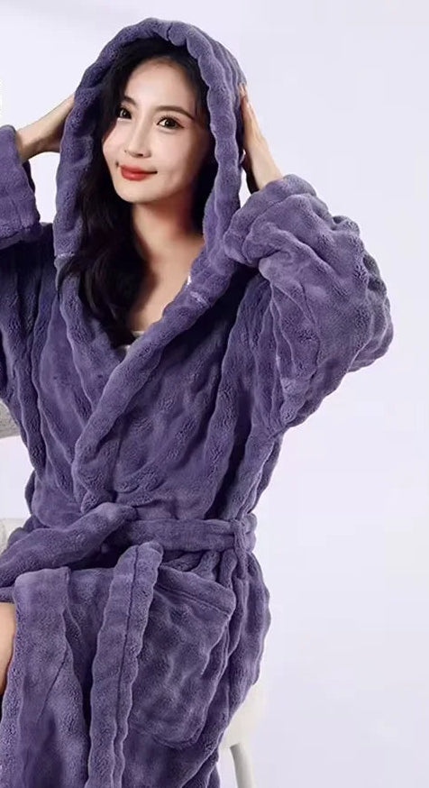 peignoir de bain à capuche adulte violet