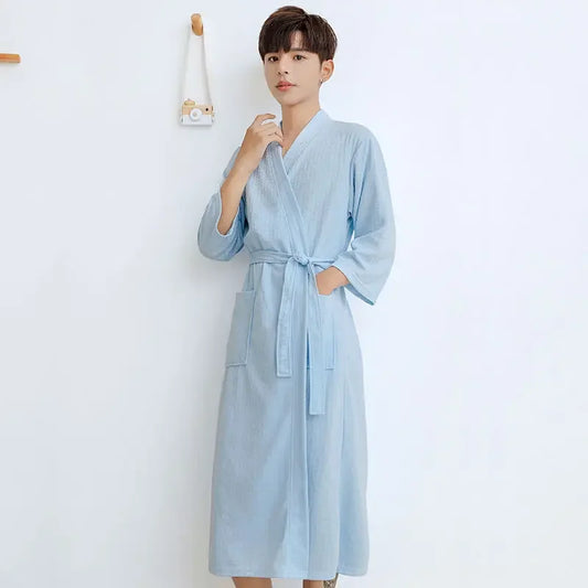 peignoir de bain ado manches longues garçon bleu 