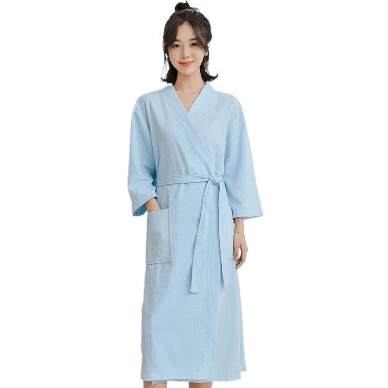 peignoir de bain ado manches longues fille bleu