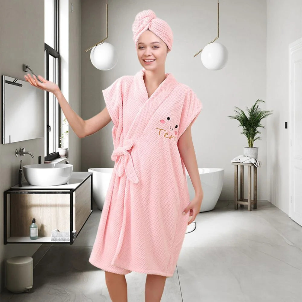 peignoir de bain ado fille rose