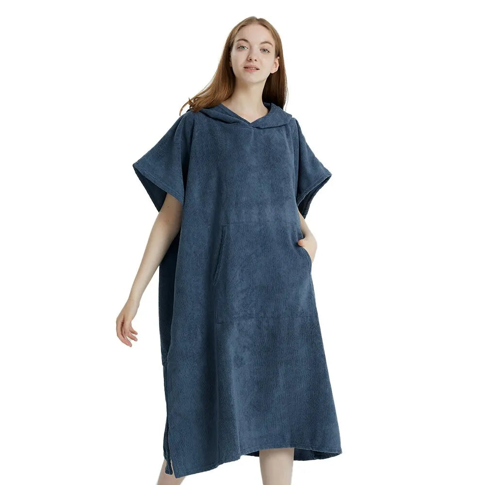 peignoir de bain ado garçon bleu foncé