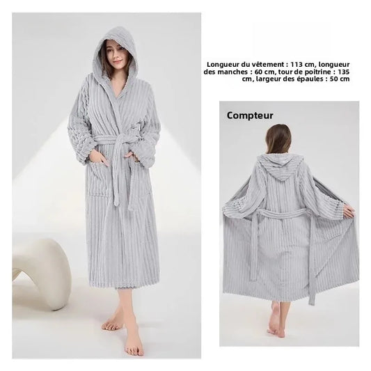 peignoir de bain avec capuche femme gris