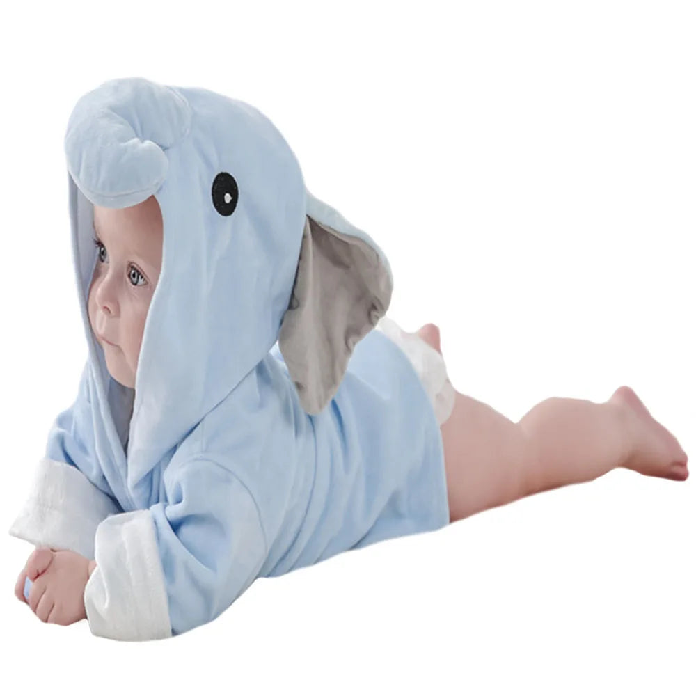 peignoir de bain bébé éléphant bleu