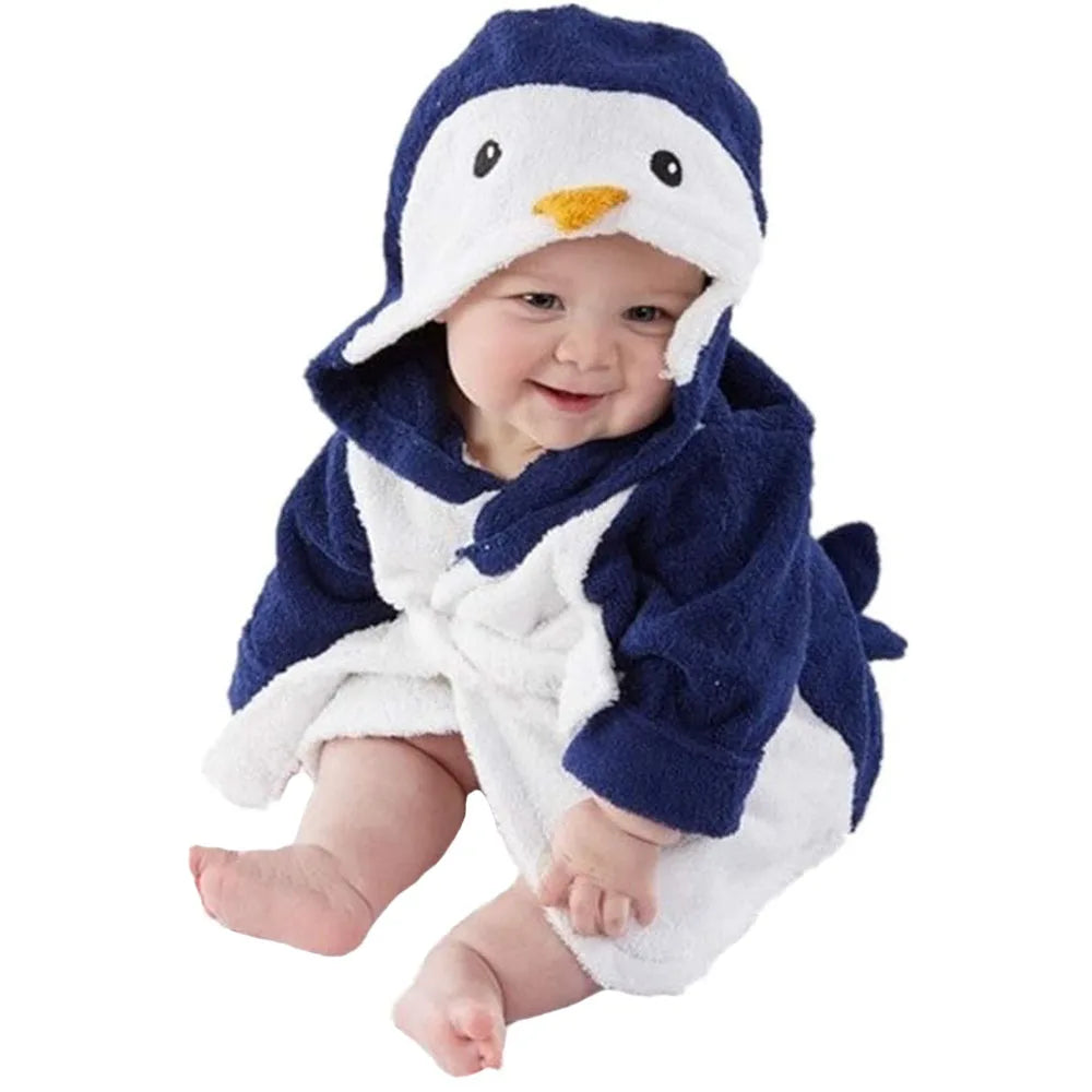 peignoir de bain bébé pingouin