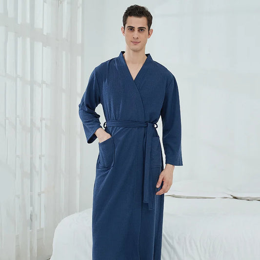 peignoir de bain bleu marine