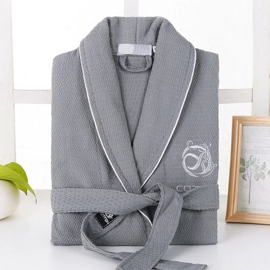 peignoir de bain col châle gris