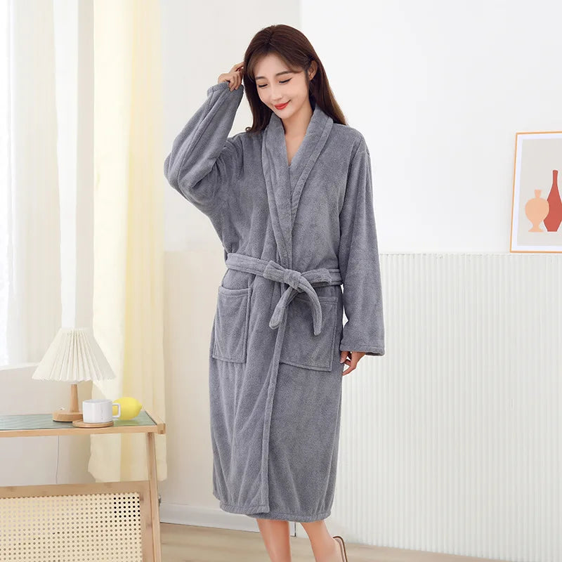 peignoir de bain col châle femme gris