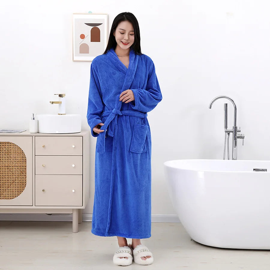 peignoir de bain col châle femme bleu roi