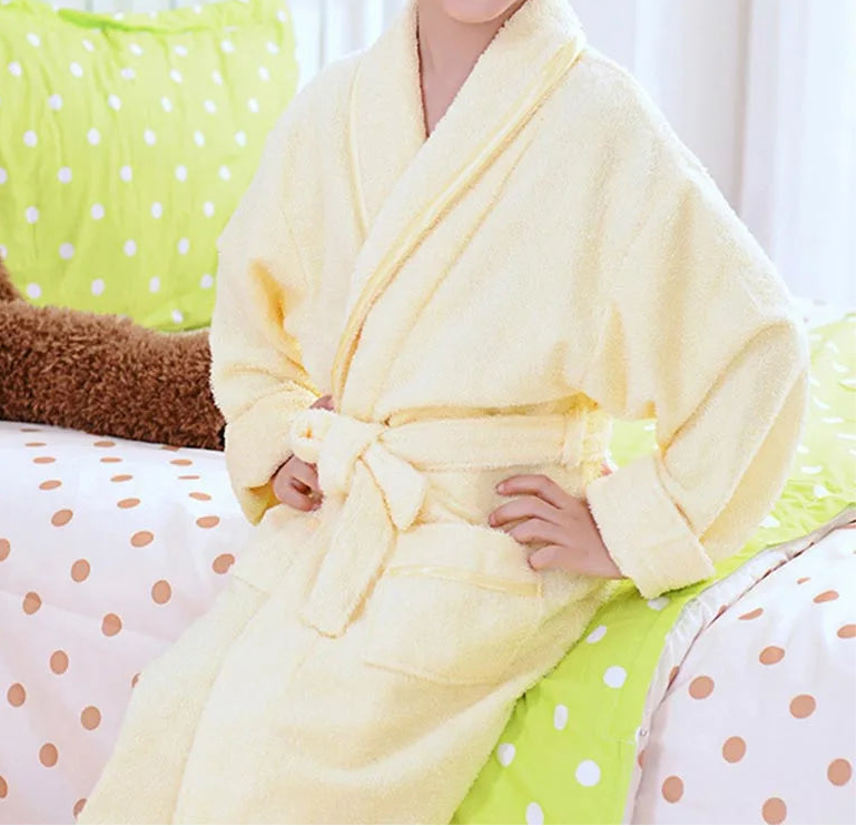 peignoir de bain coton enfant jaune