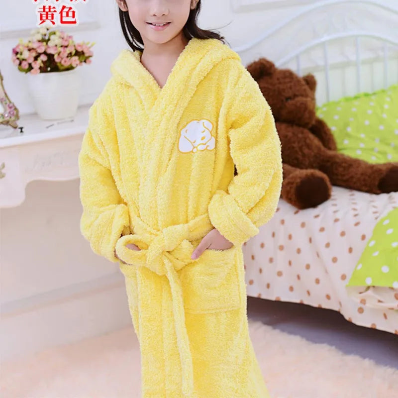 peignoir de bain coton enfant polaire jaune