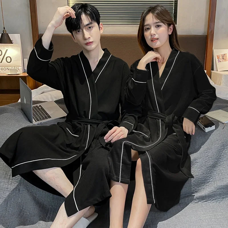 peignoir de bain couple noir