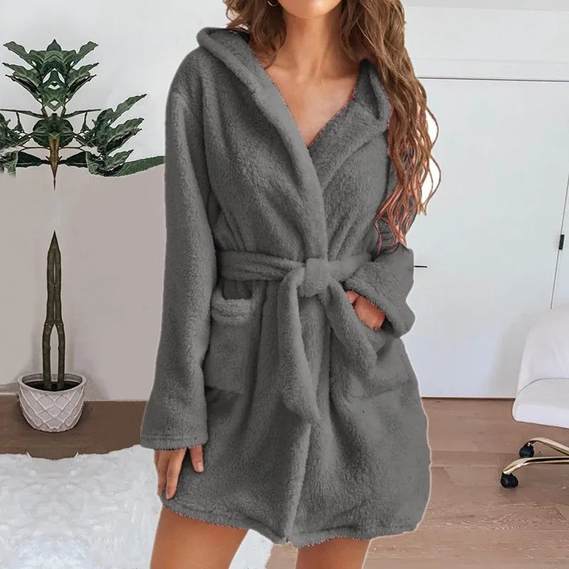 peignoir de bain court gris