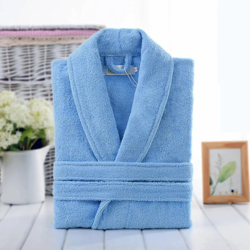 peignoir de bain coton bio bleu