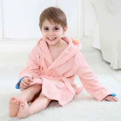 Peignoir de bain enfant éponge rose clair