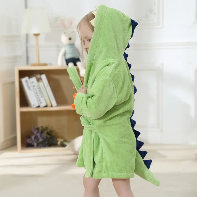 Peignoir de bain enfant éponge vert