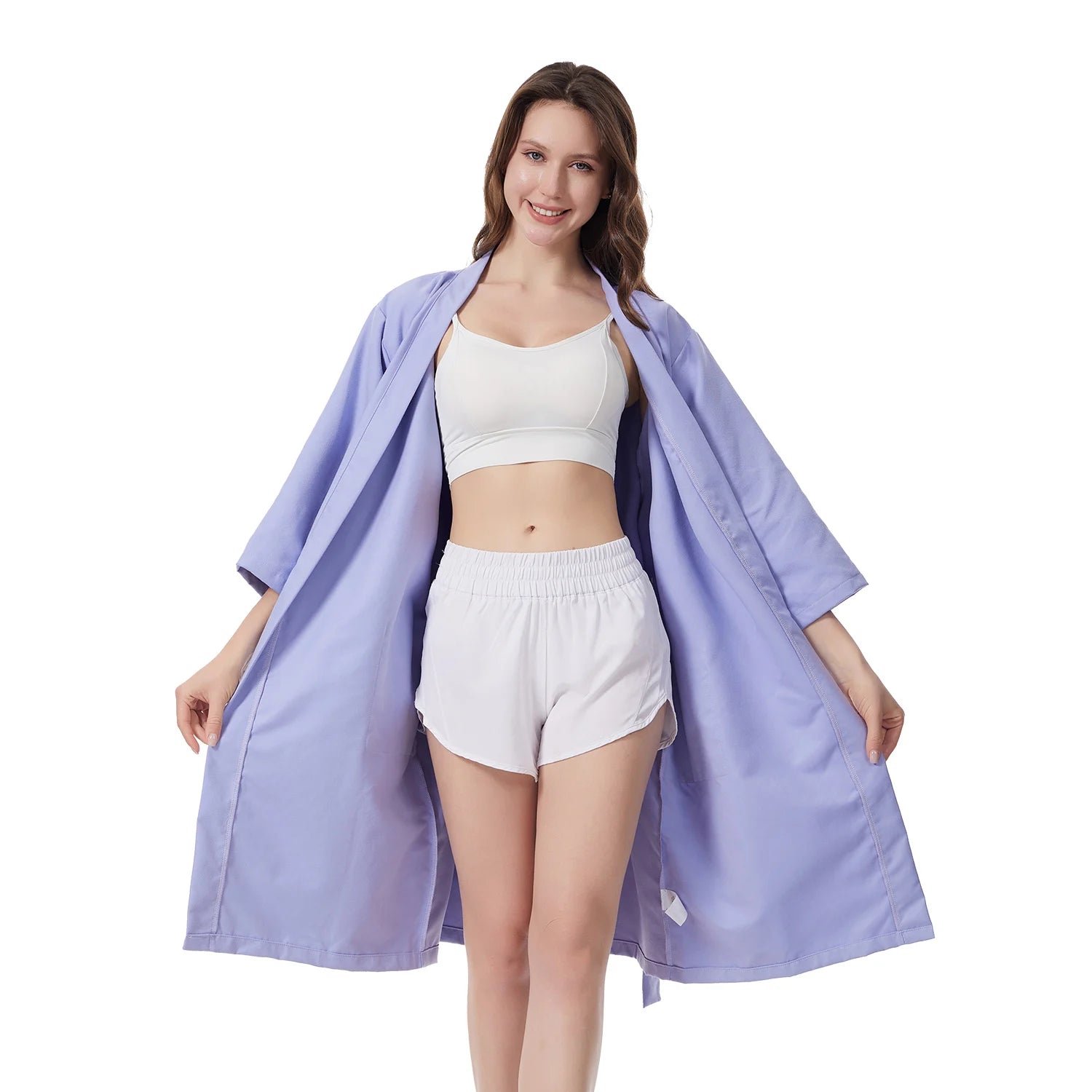 peignoir de bain en microfibre violet