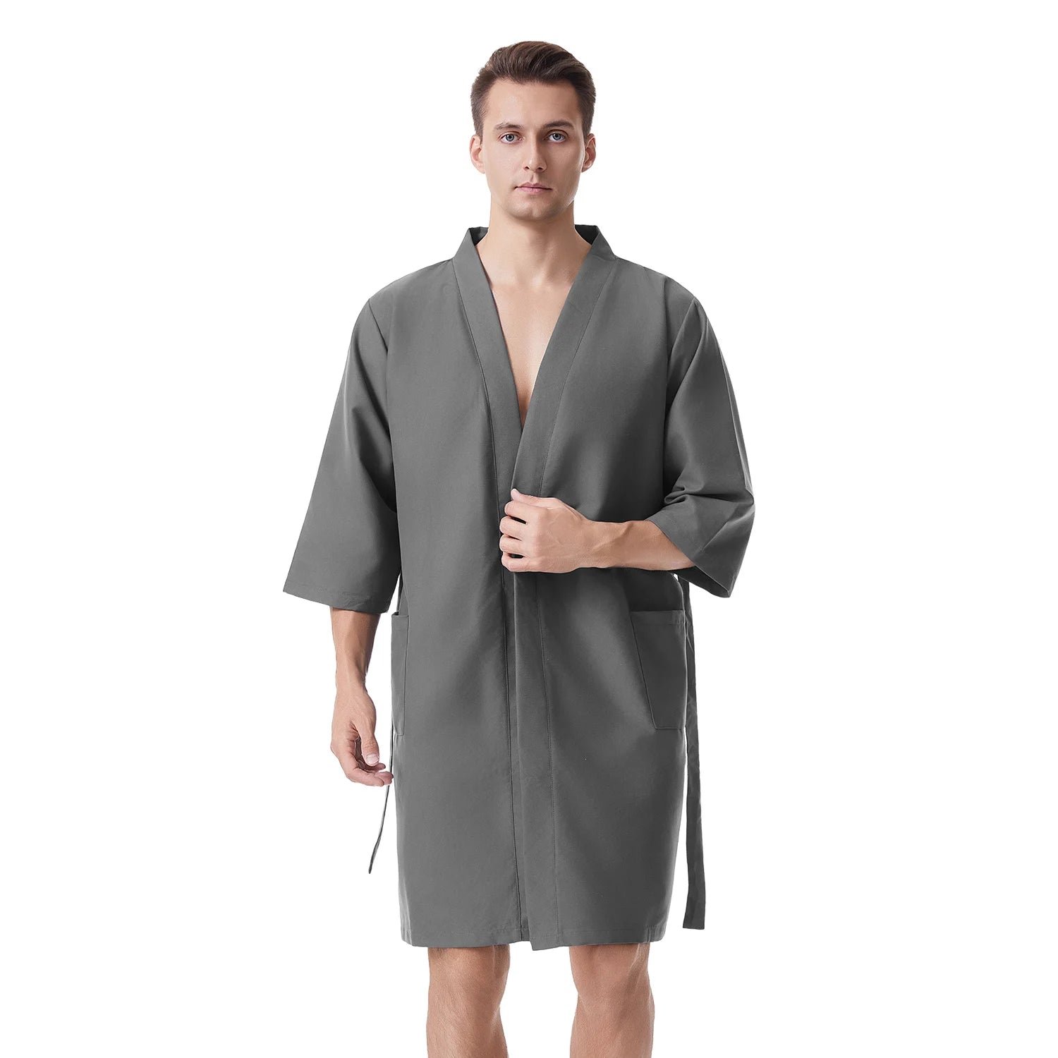 peignoir de bain en microfibre gris