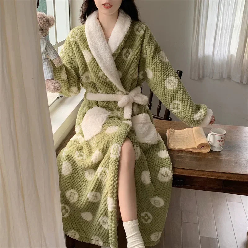 peignoir de bain épais femme vert