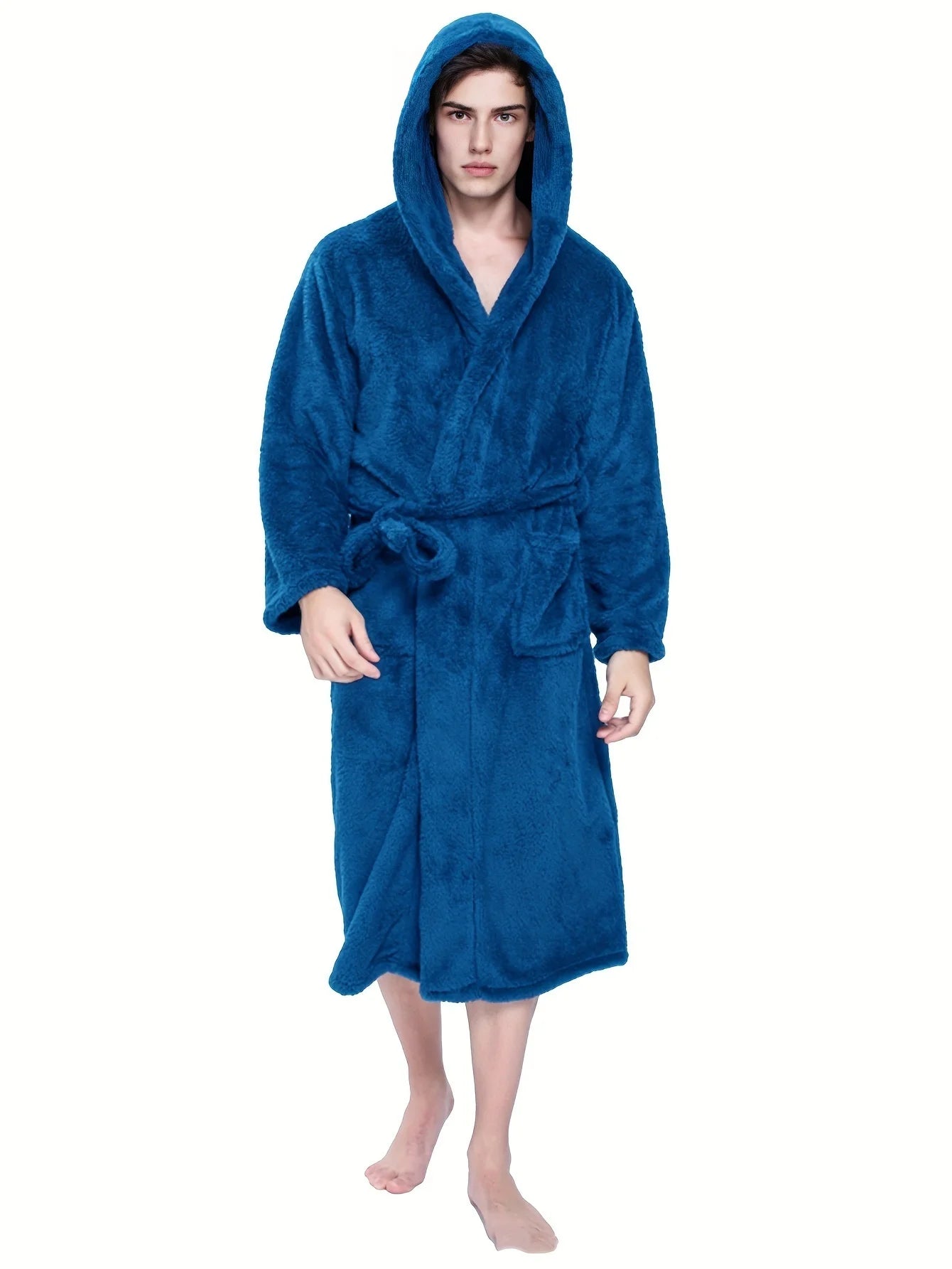 peignoir de bain épais homme bleu