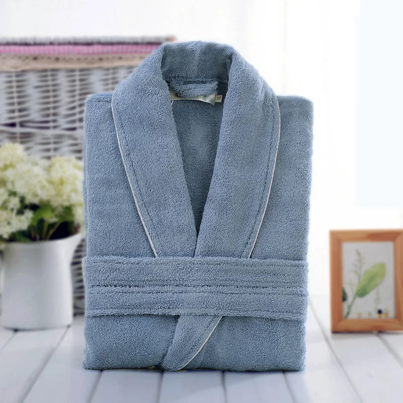 peignoir de bain éponge gris bleu