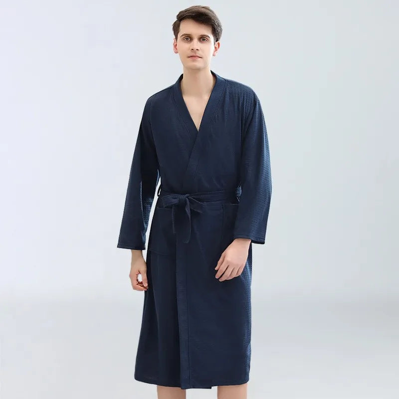 peignoir de bain eponge adulte bleu marine homme