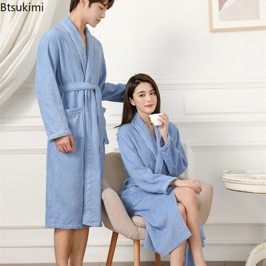 peignoir de bain éponge femme bleu