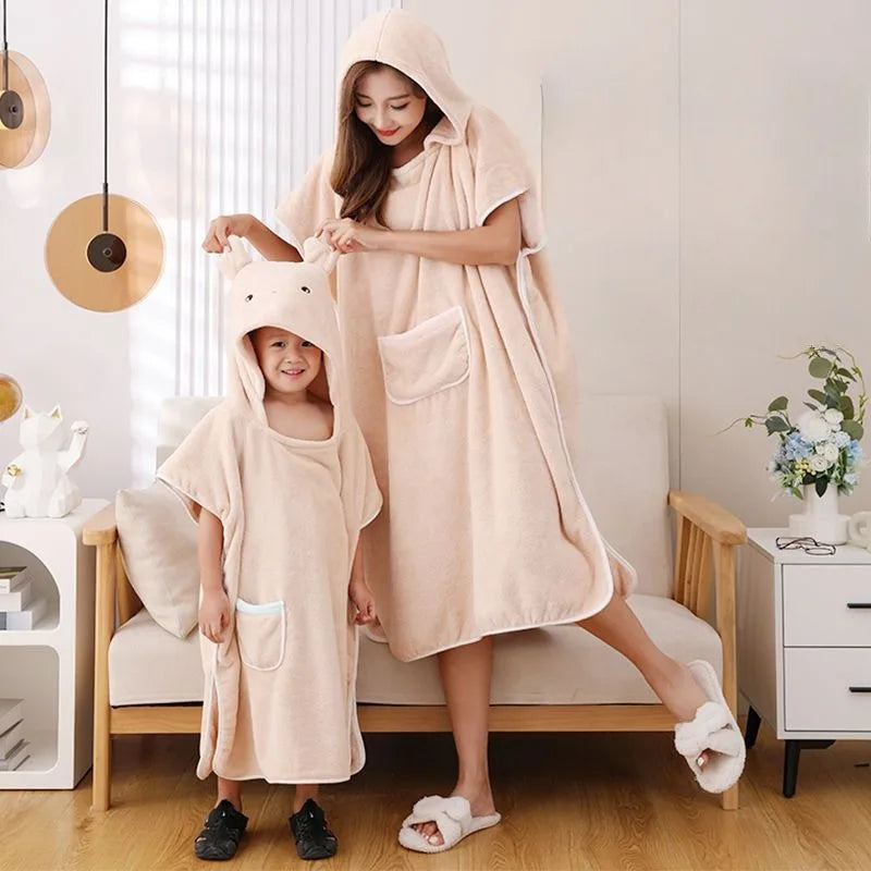peignoir de bain famille beige
