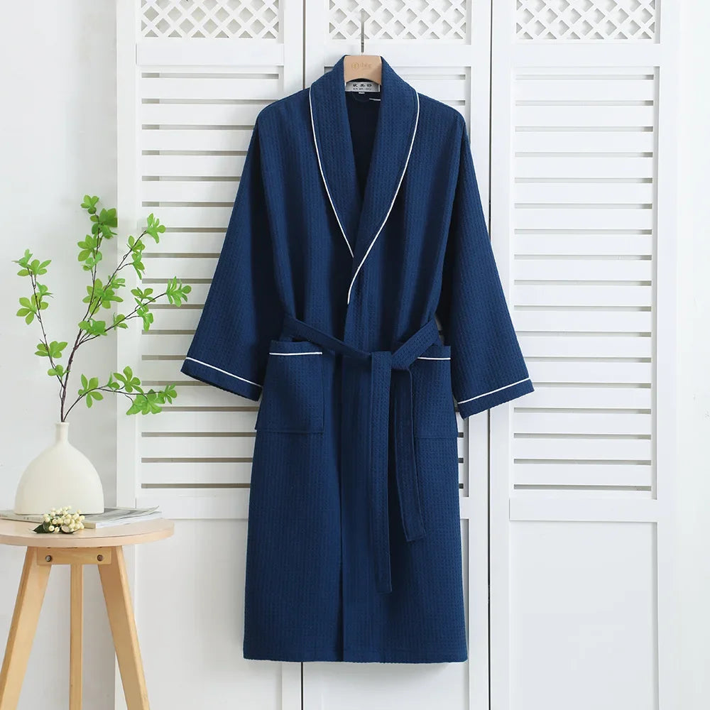 peignoir de bain femme coton eponge bleu marine