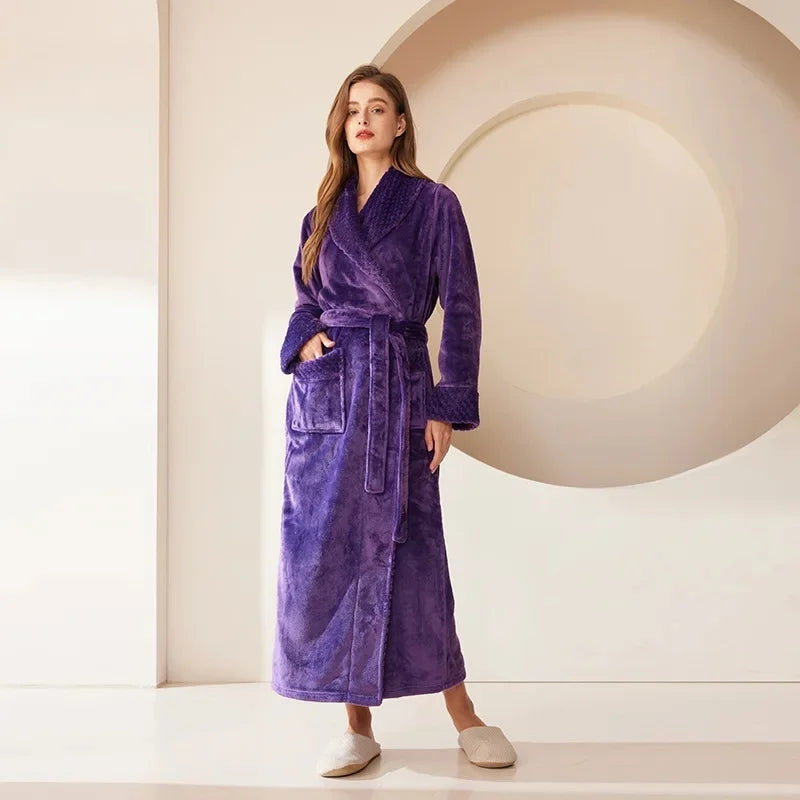 peignoir de bain femme extra long violet