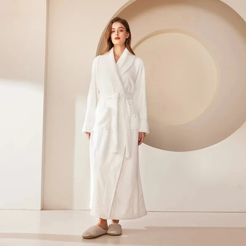 peignoir de bain femme extra long blanc
