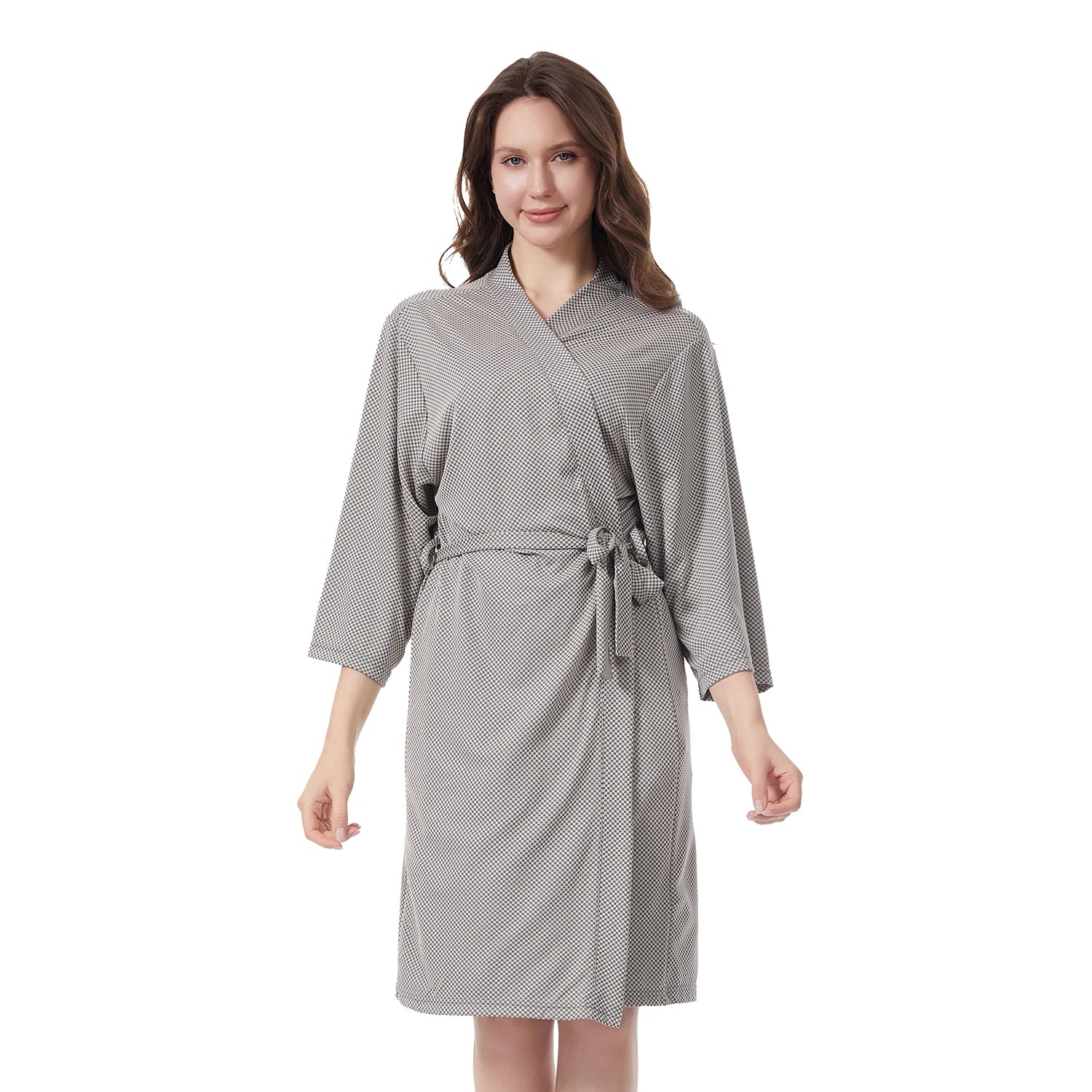 peignoir de bain femme gris