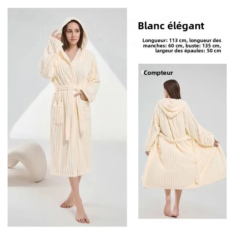 peignoir de bain femme long crème