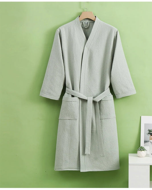 peignoir de ban femme nid d'abeille gris