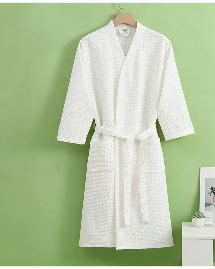 peignoir de ban femme nid d'abeille blanc