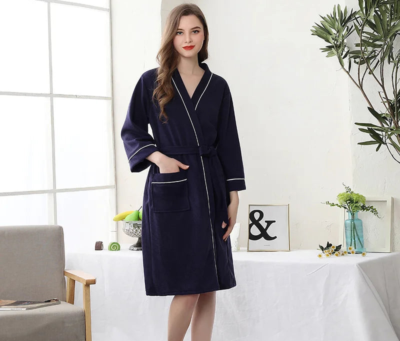 peignoir de bain femme xs bleu marine