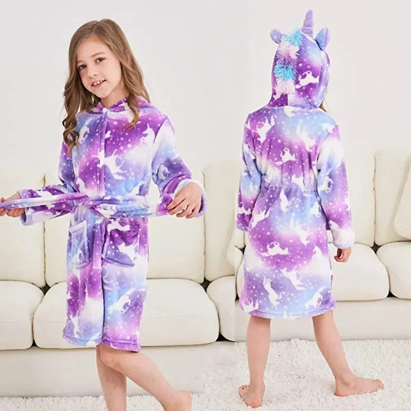peignoir de bain fille licorne violet